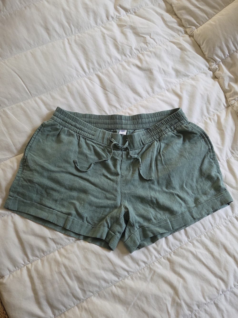 Old Navy Green Drawstring Linen Athletic Travel Lounge Shorts Womens Large